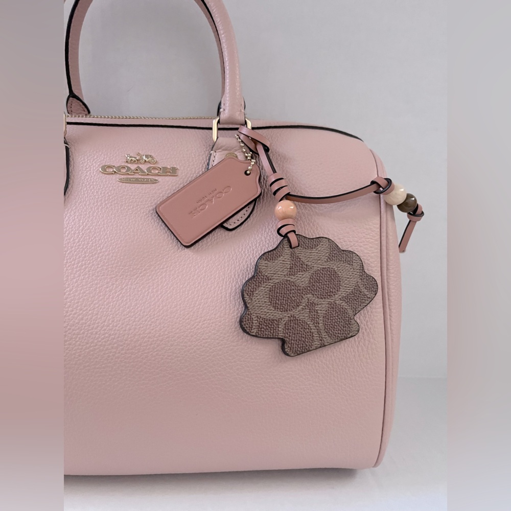 Coach Rowan Large Satchel Bag With Shell Charm CBH76 In Leather/ Cream/Tan NWT - Picture 8 of 11